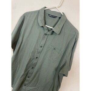 TravisMathew Mens XXL Button Down Shirt Sage Green Short Sleeve Golf